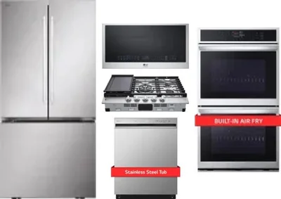 5 Piece Package Includes Refrigerator, Cooktop, Wall Oven, Microwave And Dishwasher