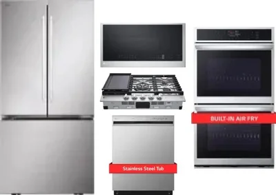 5 Piece Package Includes Refrigerator, Cooktop, Wall Oven, Microwave And Dishwasher