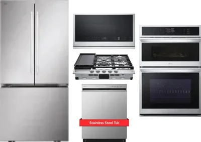 5 Piece Package Includes Refrigerator, Cooktop, Wall Oven, Microwave And Dishwasher