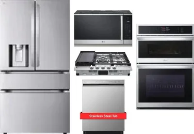 5 Piece Package Includes Refrigerator, Cooktop, Wall Oven, Microwave And Dishwasher