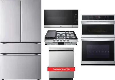 5 Piece Package Includes Refrigerator, Cooktop, Wall Oven, Microwave And Dishwasher
