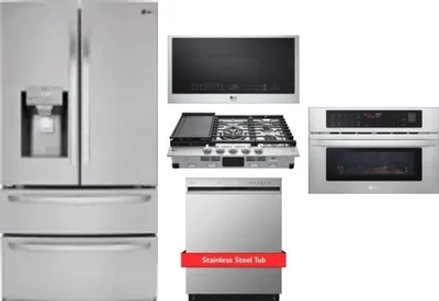 5 Piece Package Includes Refrigerator, Cooktop, Wall Oven, Microwave And Dishwasher