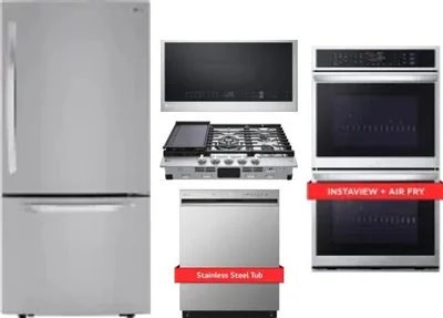 5 Piece Package Includes Refrigerator, Cooktop, Wall Oven, Microwave And Dishwasher