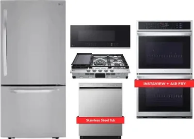 5 Piece Package Includes Refrigerator, Cooktop, Wall Oven, Microwave And Dishwasher