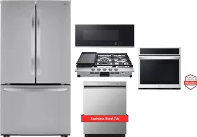5 Piece Package Includes Refrigerator, Cooktop, Wall Oven, Microwave And Dishwasher