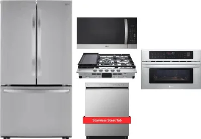 5 Piece Package Includes Refrigerator, Cooktop, Wall Oven, Microwave And Dishwasher