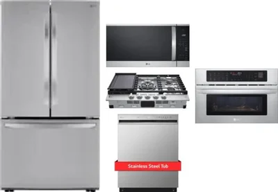 5 Piece Package Includes Refrigerator, Cooktop, Wall Oven, Microwave And Dishwasher
