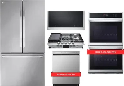 5 Piece Package Includes Refrigerator, Cooktop, Wall Oven, Microwave And Dishwasher