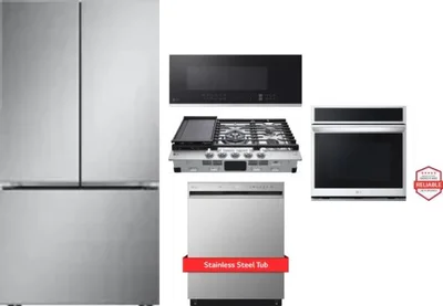 5 Piece Package Includes Refrigerator, Cooktop, Wall Oven, Microwave And Dishwasher