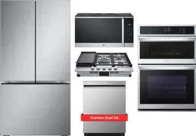 5 Piece Package Includes Refrigerator, Cooktop, Wall Oven, Microwave And Dishwasher
