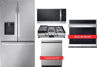 5 Piece Package Includes Refrigerator, Cooktop, Wall Oven, Microwave And Dishwasher