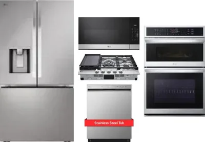 5 Piece Package Includes Refrigerator, Cooktop, Wall Oven, Microwave And Dishwasher