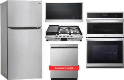 5 Piece Package Includes Refrigerator, Cooktop, Wall Oven, Microwave And Dishwasher