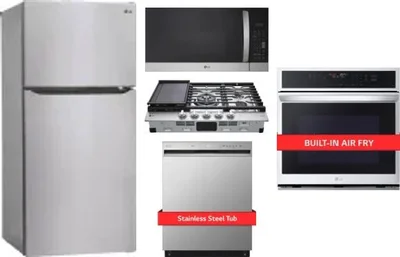 5 Piece Package Includes Refrigerator, Cooktop, Wall Oven, Microwave And Dishwasher
