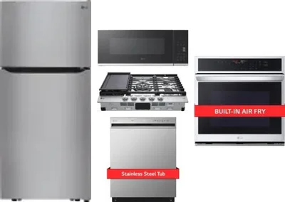 5 Piece Package Includes Refrigerator, Cooktop, Wall Oven, Microwave And Dishwasher