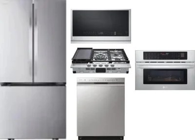 5 Piece Package Includes Refrigerator, Cooktop, Wall Oven, Microwave And Dishwasher