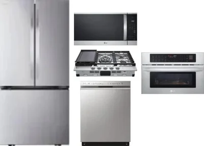 5 Piece Package Includes Refrigerator, Cooktop, Wall Oven, Microwave And Dishwasher