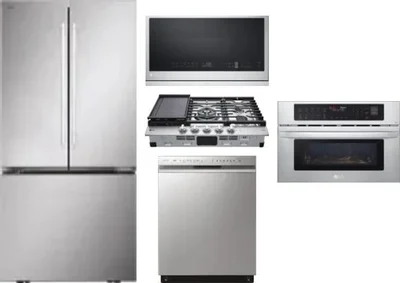 5 Piece Package Includes Refrigerator, Cooktop, Wall Oven, Microwave And Dishwasher