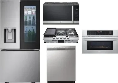 5 Piece Package Includes Refrigerator, Cooktop, Wall Oven, Microwave And Dishwasher