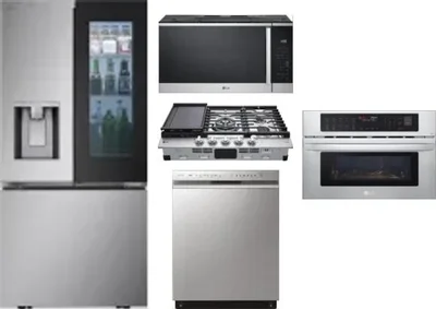 5 Piece Package Includes Refrigerator, Cooktop, Wall Oven, Microwave And Dishwasher