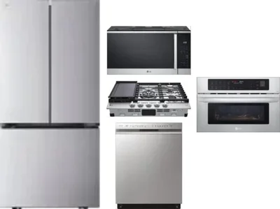 5 Piece Package Includes Refrigerator, Cooktop, Wall Oven, Microwave And Dishwasher
