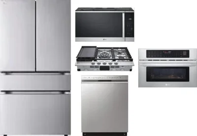 5 Piece Package Includes Refrigerator, Cooktop, Wall Oven, Microwave And Dishwasher