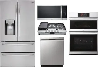 5 Piece Package Includes Refrigerator, Cooktop, Wall Oven, Microwave And Dishwasher