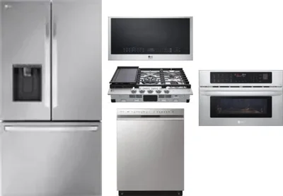 5 Piece Package Includes Refrigerator, Cooktop, Wall Oven, Microwave And Dishwasher