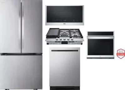 5 Piece Package Includes Refrigerator, Cooktop, Wall Oven, Microwave And Dishwasher