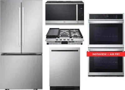 5 Piece Package Includes Refrigerator, Cooktop, Wall Oven, Microwave And Dishwasher