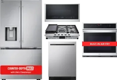 5 Piece Package Includes Refrigerator, Cooktop, Wall Oven, Microwave And Dishwasher