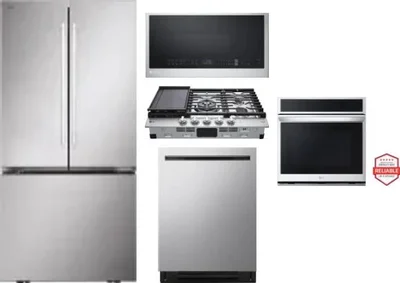 5 Piece Package Includes Refrigerator, Cooktop, Wall Oven, Microwave And Dishwasher