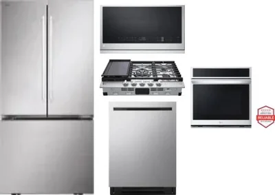 5 Piece Package Includes Refrigerator, Cooktop, Wall Oven, Microwave And Dishwasher
