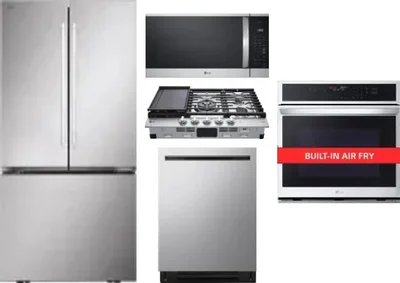 5 Piece Package Includes Refrigerator, Cooktop, Wall Oven, Microwave And Dishwasher