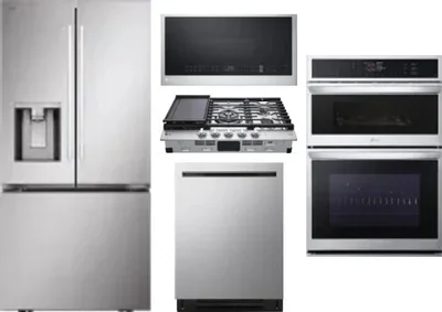 5 Piece Package Includes Refrigerator, Cooktop, Wall Oven, Microwave And Dishwasher