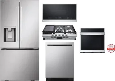 5 Piece Package Includes Refrigerator, Cooktop, Wall Oven, Microwave And Dishwasher