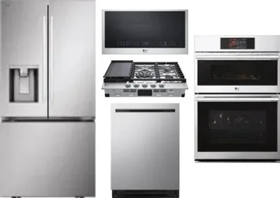 5 Piece Package Includes Refrigerator, Cooktop, Wall Oven, Microwave And Dishwasher