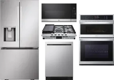 5 Piece Package Includes Refrigerator, Cooktop, Wall Oven, Microwave And Dishwasher