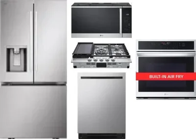 5 Piece Package Includes Refrigerator, Cooktop, Wall Oven, Microwave And Dishwasher