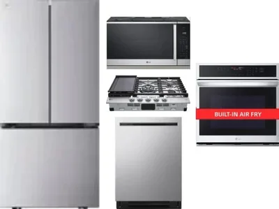 5 Piece Package Includes Refrigerator, Cooktop, Wall Oven, Microwave And Dishwasher