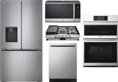 5 Piece Package Includes Refrigerator, Cooktop, Wall Oven, Microwave And Dishwasher