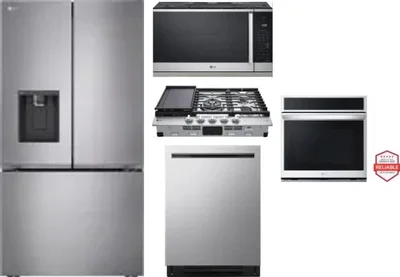 5 Piece Package Includes Refrigerator, Cooktop, Wall Oven, Microwave And Dishwasher