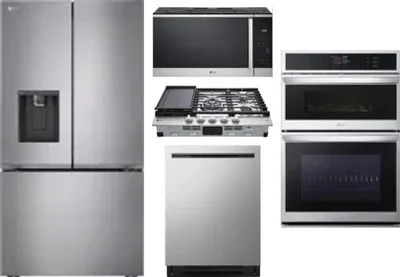 5 Piece Package Includes Refrigerator, Cooktop, Wall Oven, Microwave And Dishwasher