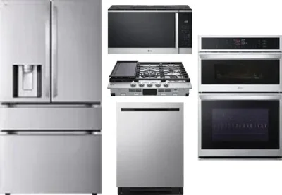 5 Piece Package Includes Refrigerator, Cooktop, Wall Oven, Microwave And Dishwasher