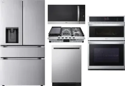 5 Piece Package Includes Refrigerator, Cooktop, Wall Oven, Microwave And Dishwasher