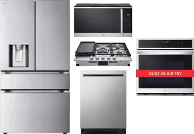 5 Piece Package Includes Refrigerator, Cooktop, Wall Oven, Microwave And Dishwasher
