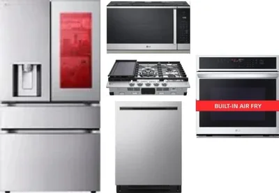 5 Piece Package Includes Refrigerator, Cooktop, Wall Oven, Microwave And Dishwasher