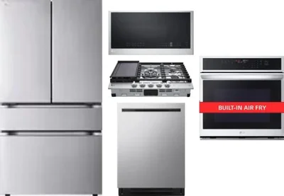 5 Piece Package Includes Refrigerator, Cooktop, Wall Oven, Microwave And Dishwasher