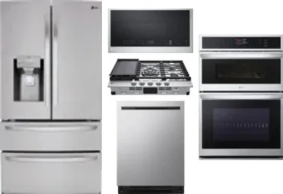 5 Piece Package Includes Refrigerator, Cooktop, Wall Oven, Microwave And Dishwasher