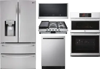 5 Piece Package Includes Refrigerator, Cooktop, Wall Oven, Microwave And Dishwasher